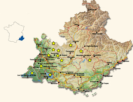 Karte der Region Provence-Alpes-Côte d’Azur Karte der Region Provence-Alpes-Côte d’Azur
